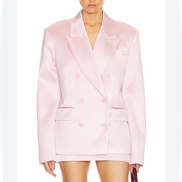 Helsa Jackets & Blazers - NWT HELSA Heavy Satin Double Breasted Jacket pink blazer Revolve FWRD $398 XS